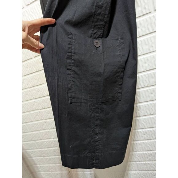 Eileen Fisher Women's Black Flat Front Cotton Wide Leg Crop Pants Large - Picture 4 of 6